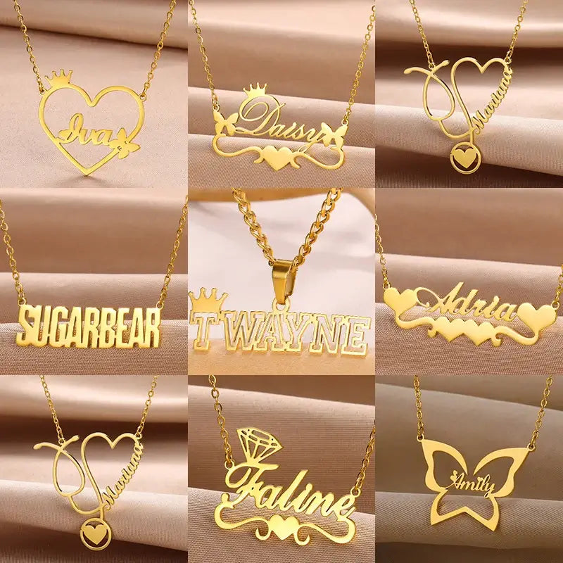 Personalized Butterfly Heart Name Necklace – Stainless Steel by ZEB Jewelry – view 1
