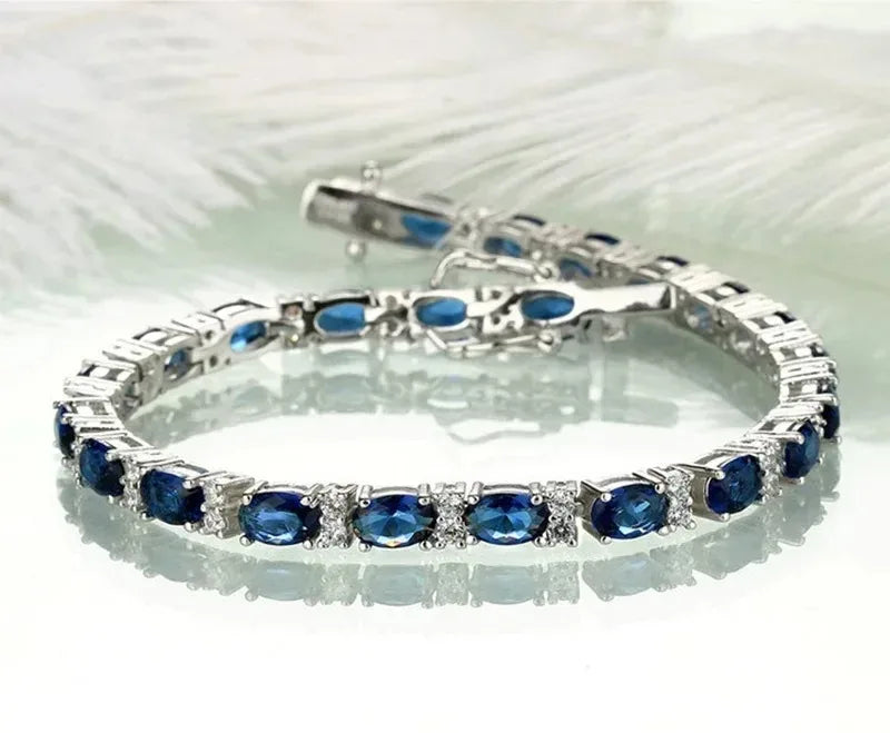 Sapphire-Style Bangle – 925 Sterling Silver by ZEB Jewelry – view 3