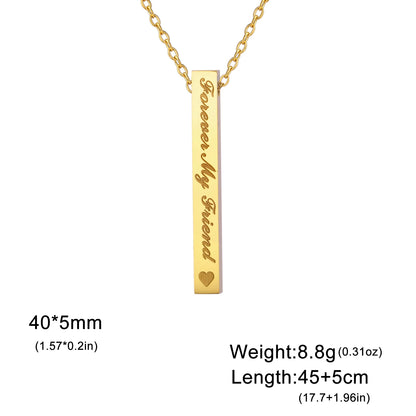 Friendship Bar Pendant Necklace – Stainless Steel by ZEB Jewelry – view 10