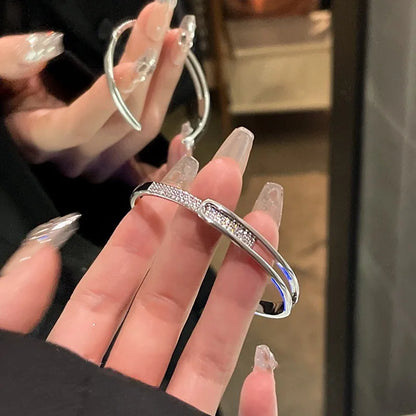 Silver Zircon Open Cuff Bangle by ZEB Jewelry – view 3
