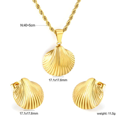 White Shell Clover Jewelry Set – Stainless Steel by ZEB Jewelry – view 15