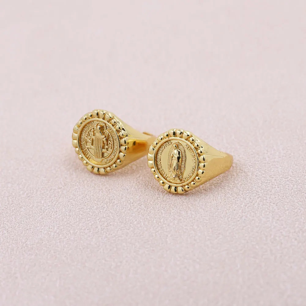 Virgin Mary Religious Ring – Gold-Tone Copper by ZEB Jewelry – view 2