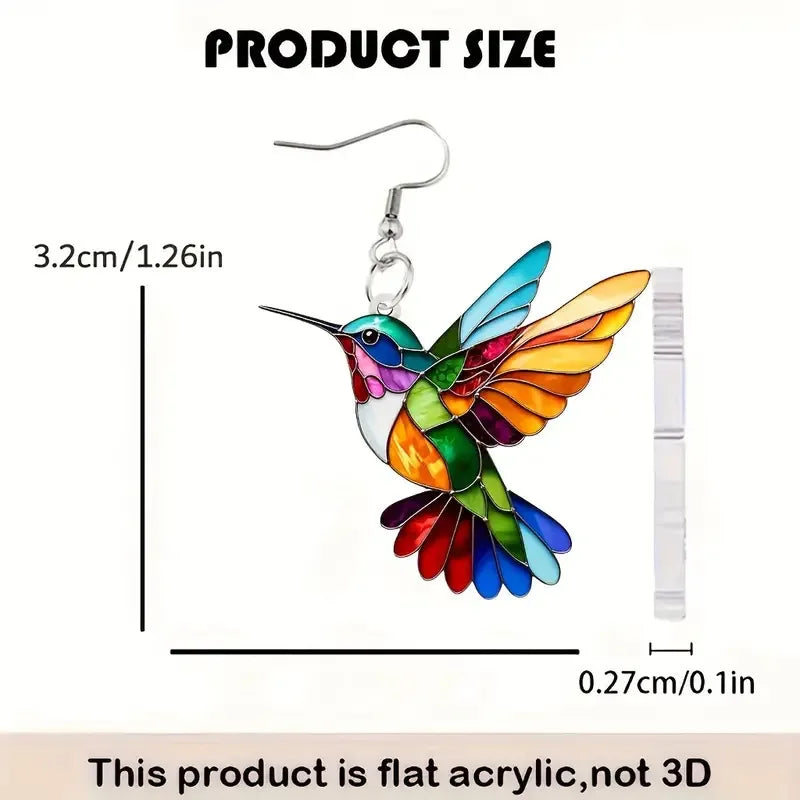Hummingbird Drop Earrings – Lightweight Acrylic by ZEB Jewelry – view 4