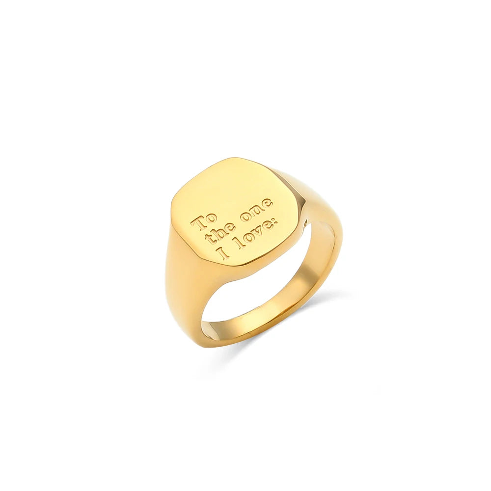 Engraved Ring – 18K Gold-Plated Stainless Steel by ZEB Jewelry – view 28