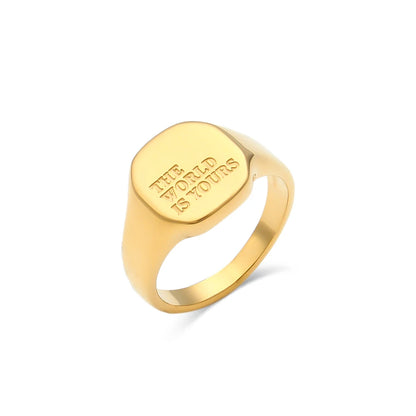 Engraved Ring – 18K Gold-Plated Stainless Steel by ZEB Jewelry – view 27