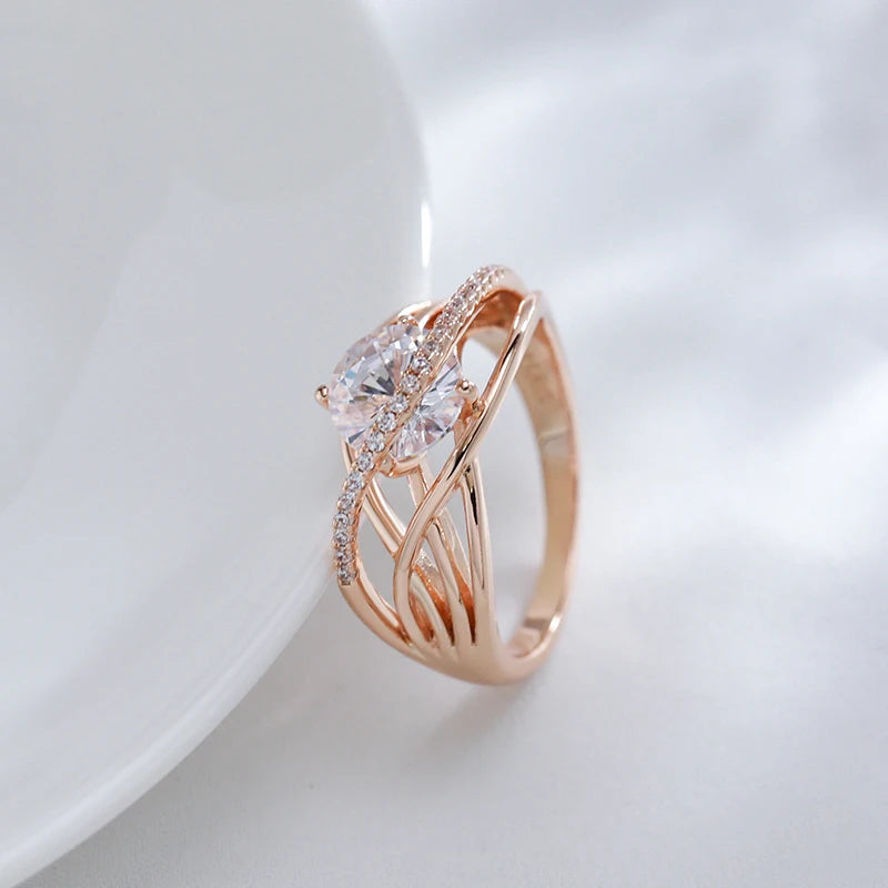 Rose Gold-Tone Cross Zircon Ring by ZEB Jewelry – view 4