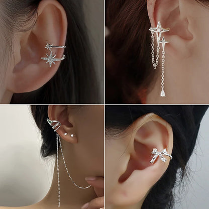 Zircon Star Tassel Clip Earrings by ZEB Jewelry – view 3