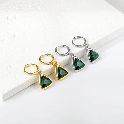 Vintage Green Crystal Hoop Earrings by ZEB Jewelry – view 2
