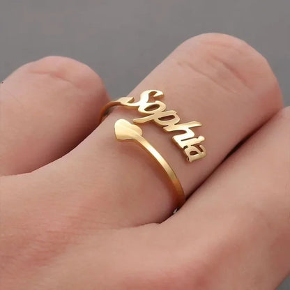 Personalized Heart Name Ring – Stainless Steel by ZEB Jewelry – view 1